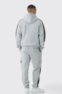 boohooMAN Regular Fit Colour Block Cargo Pocket Zip Through Hooded Tracksuit | UK| Tracksuits