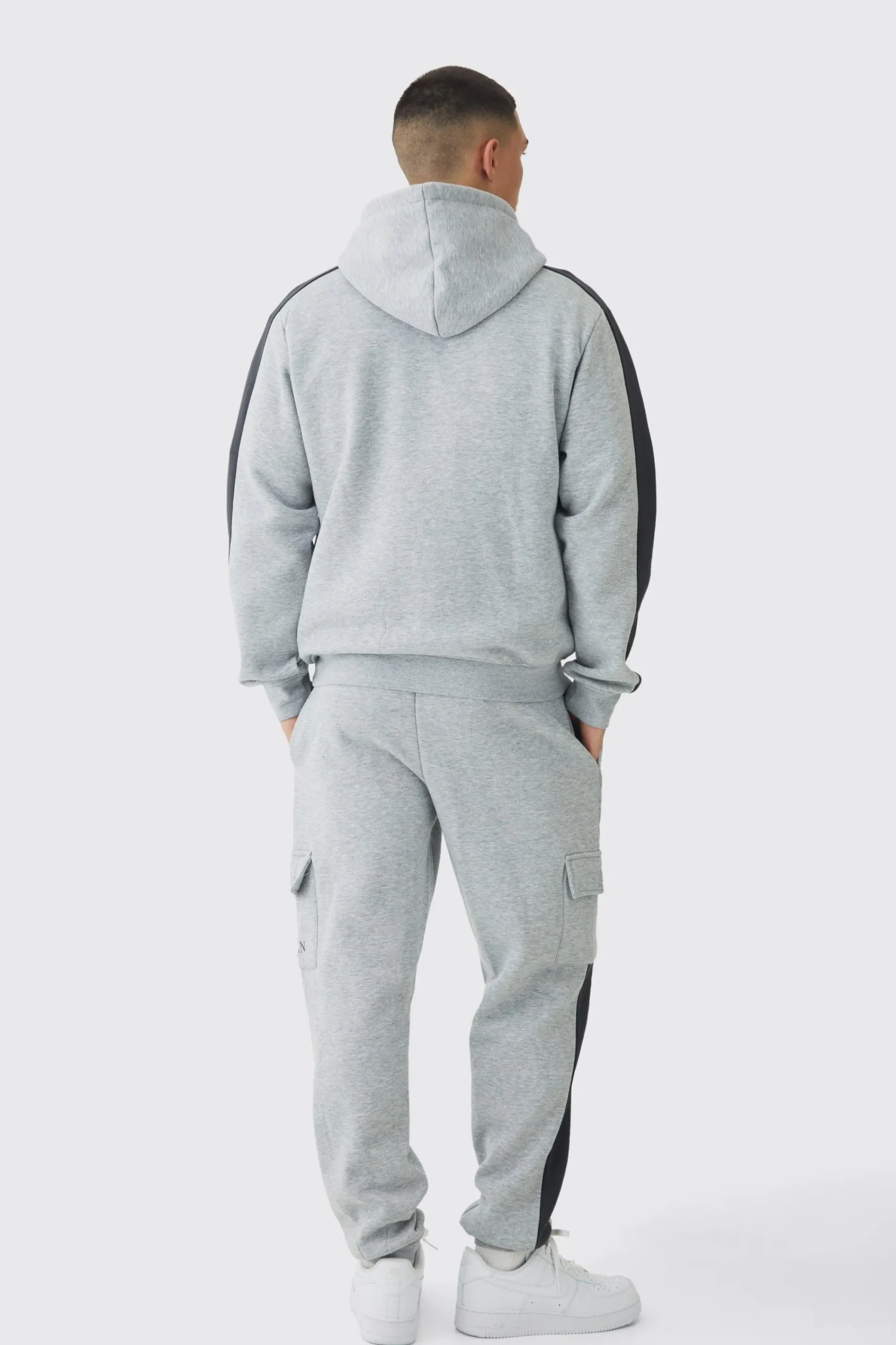 boohooMAN Regular Fit Colour Block Cargo Pocket Zip Through Hooded Tracksuit | UK| Tracksuits