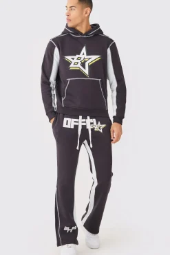 boohooMAN Regular Fit Contrast Stitch Ofcl Gusset Tracksuit | UK| Tracksuits