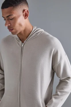 boohooMAN Regular Fit Dual Zip Through Knitted Hoodie | UK| Knitwear