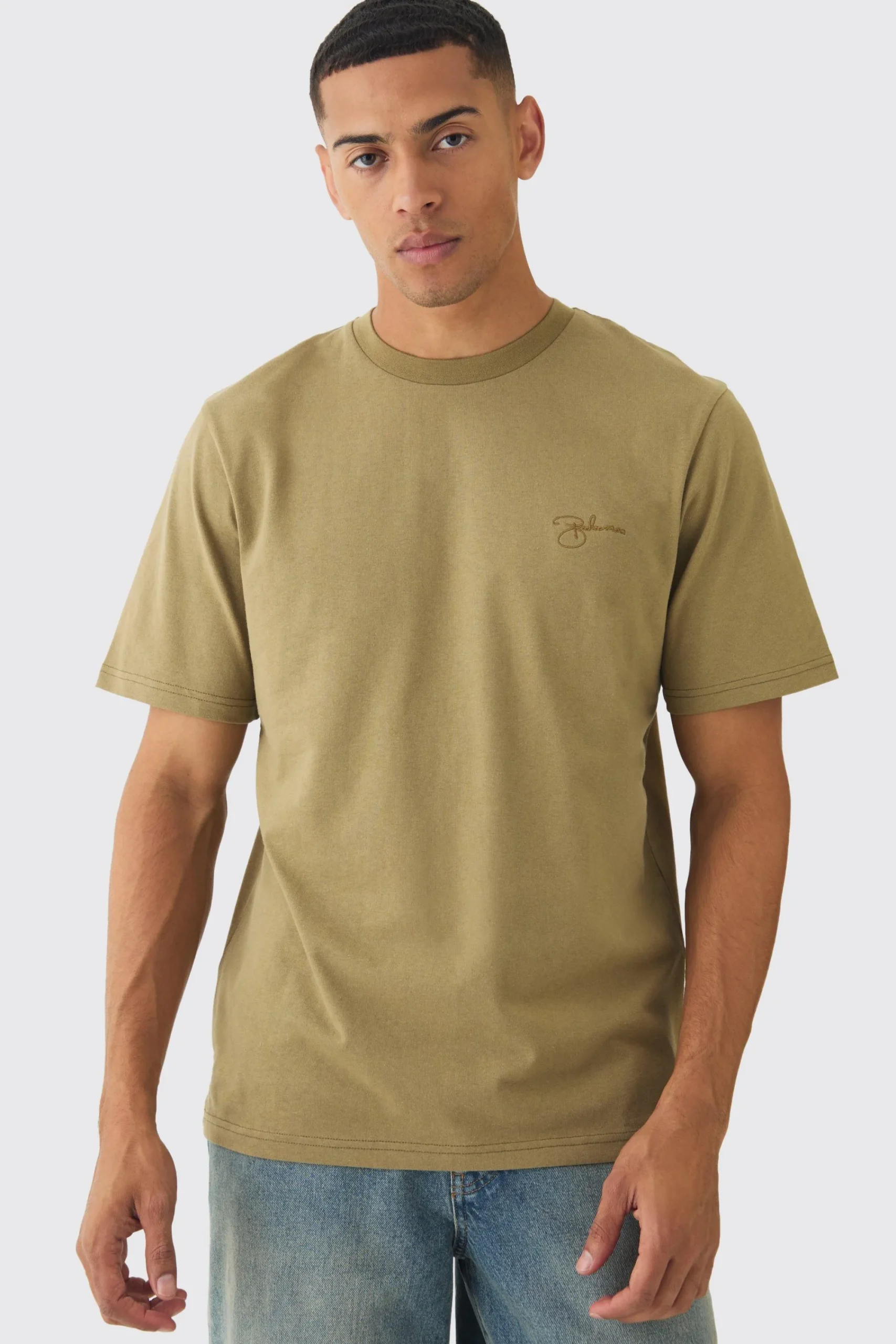 Regular Fit Embroidered T-Shirt | UK^boohooMAN