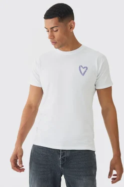 Regular Fit Graffiti Heart Print T-shirt | UK^boohooMAN Hot