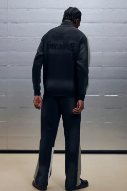 boohooMAN Regular Fit Gusset Panel Washed Stencil Spray Joggers | UK| Trousers|Joggers