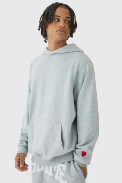 boohooMAN Regular Fit Heart Embroidered Hoodie | UK| Hoodies & Sweatshirts