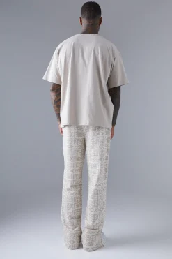 boohooMAN Regular Fit Jacquard Aztec Split Hem Jogger | UK| Trousers|Joggers