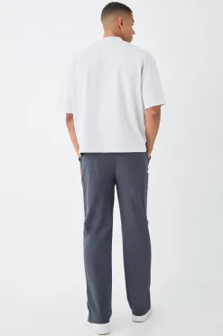 boohooMAN Regular Fit Jacquard Raised Stripe Split Hem Jogger | UK| Trousers|Joggers