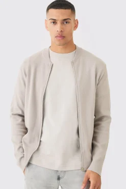 boohooMAN Regular Fit Knitted Bomber | UK| Knitwear|Coats & Jackets