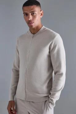 boohooMAN Regular Fit Knitted Bomber | UK| Knitwear|Coats & Jackets