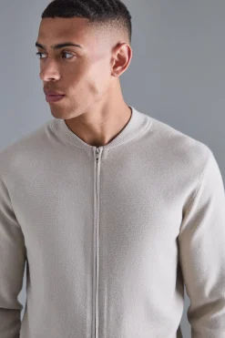 boohooMAN Regular Fit Knitted Bomber | UK| Knitwear|Coats & Jackets