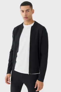 boohooMAN Regular Fit Knitted Bomber | UK| Knitwear|Coats & Jackets