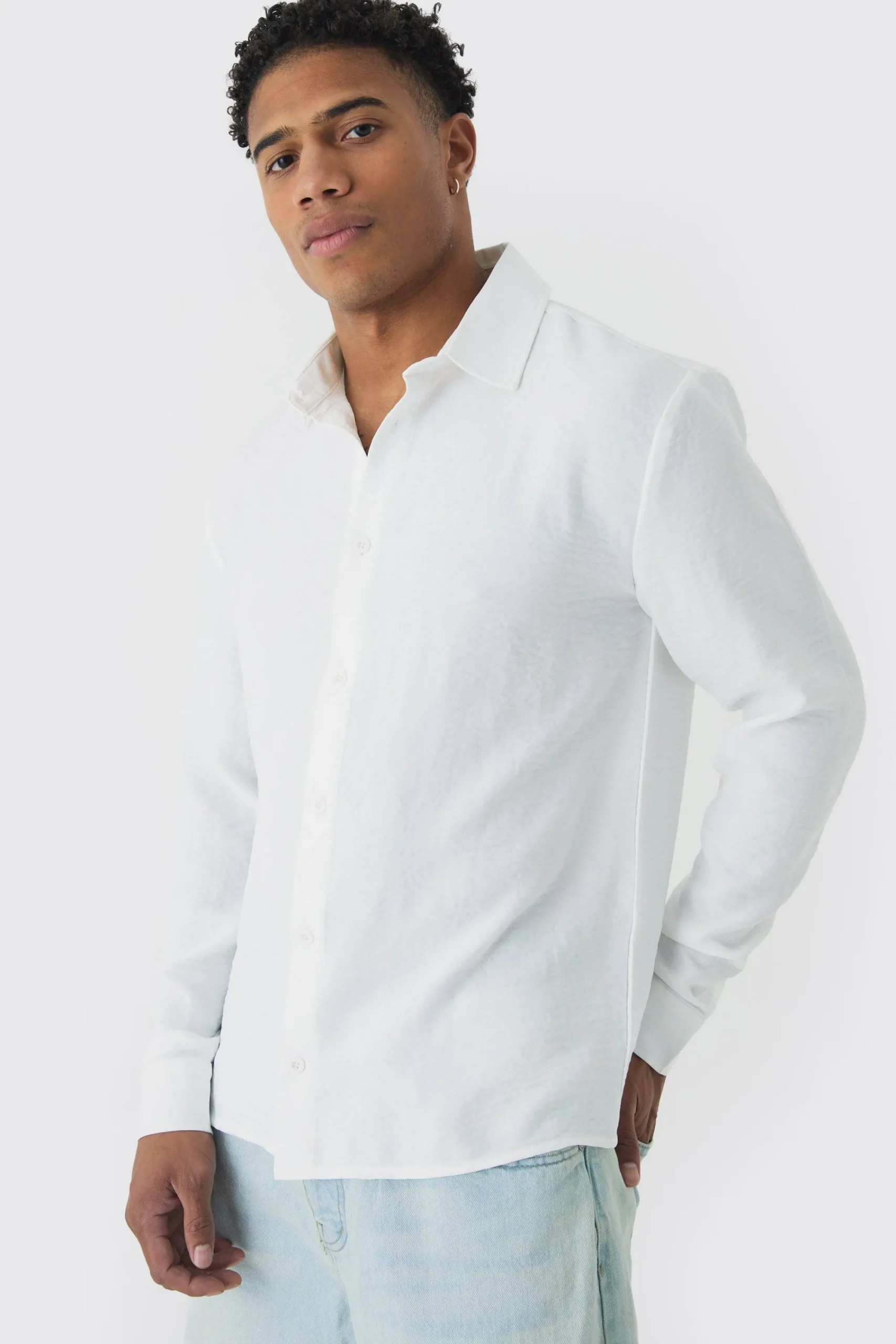 boohooMAN Regular Fit Long Sleeve Linen Shirt | UK| Shirts