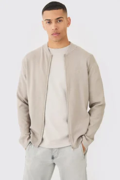boohooMAN Regular Fit Man Branded Knitted Bomber | UK| Coats & Jackets