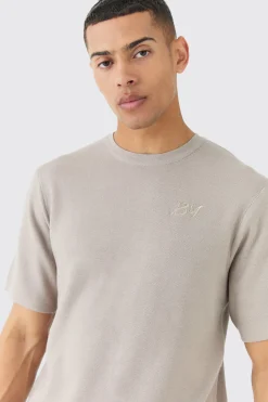 Regular Fit Man Branded Knitted T-shirt | UK^boohooMAN Best