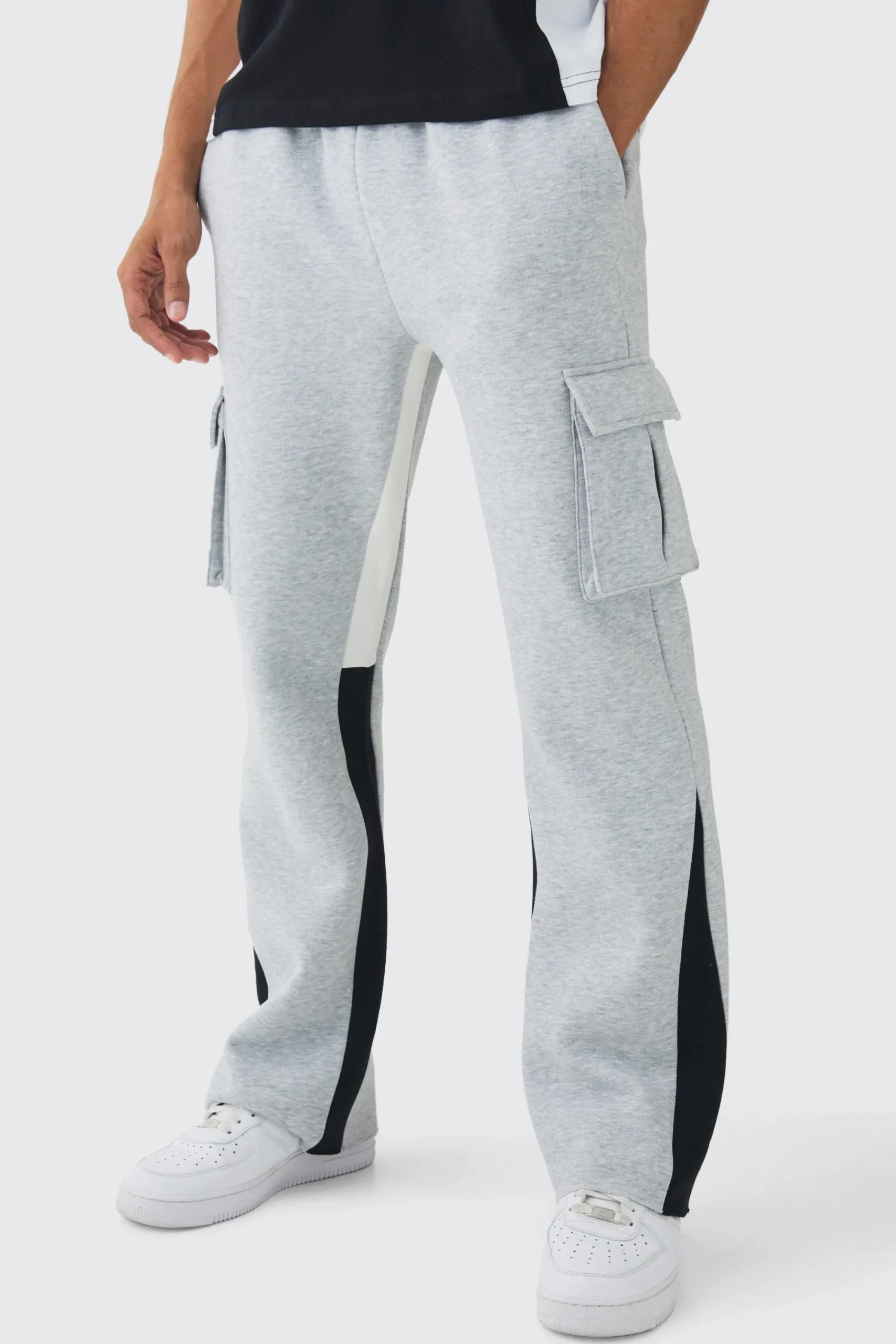 boohooMAN Regular Fit Raw Hem Gusset Cargo Jogger | UK| Trousers|Joggers