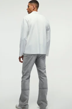 boohooMAN Regular Fit Revere Pleated Long Sleeve Shirt | UK| Shirts