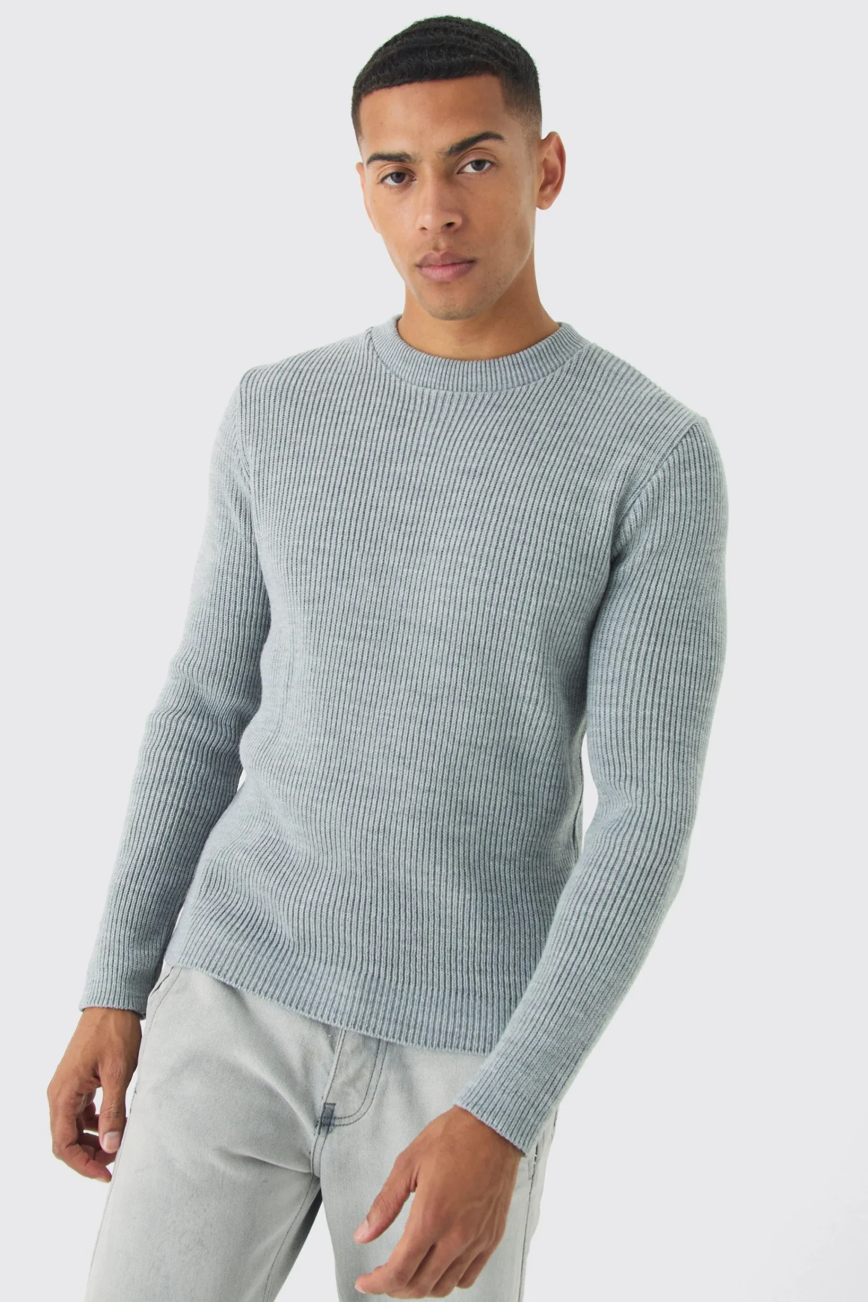 boohooMAN Regular Fit Rib Knit Jumper | UK| Trousers|Knitwear