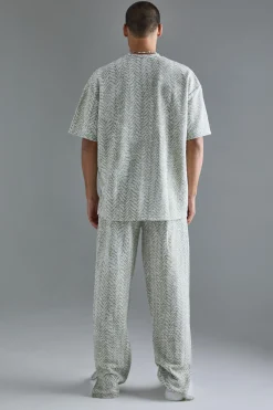 boohooMAN Regular Fit Split Hem Jacquard Trousers | UK| Joggers|Trousers