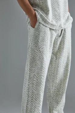 boohooMAN Regular Fit Split Hem Jacquard Trousers | UK| Joggers|Trousers