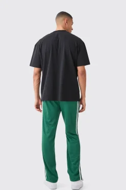 boohooMAN Regular Fit Split Hem Tricot Tape Jogger | UK| Trousers|Joggers