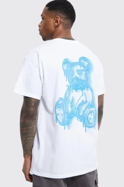 Regular Fit Spray On Teddy Graphic T-shirt | UK^boohooMAN Outlet