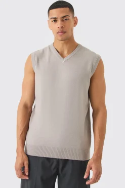 Regular Fit V Neck Knitted Vest | UK^boohooMAN Outlet