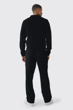 boohooMAN Regular Fit Velour Pleated Track Top | UK| Coats & Jackets|Hoodies & Sweatshirts