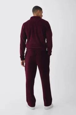 boohooMAN Regular Fit Velour Pleated Track Top | UK| Coats & Jackets|Hoodies & Sweatshirts