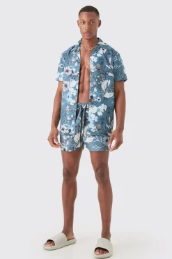 boohooMAN Regular Floral Shirt & Swim Short Set | UK| Sets & Co-Ords