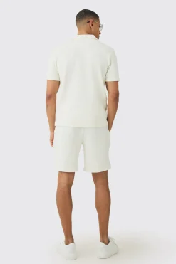 boohooMAN Regular Herringbone Polo And Short Set | UK| Tracksuits