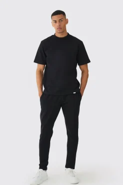 boohooMAN Regular Interlock T-shirt And Jogger Set | UK| Sets & Co-Ords|Tracksuits