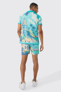 boohooMAN Regular Landscape Shirt & Swim Short Set | UK| Sets & Co-Ords