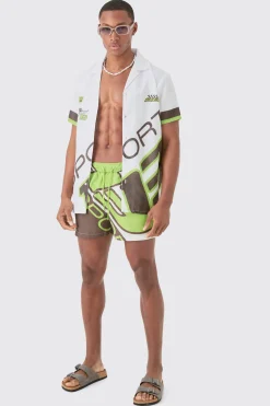 boohooMAN Regular Moto Shirt & Swim Short Set | UK| Sets & Co-Ords