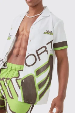 boohooMAN Regular Moto Shirt & Swim Short Set | UK| Sets & Co-Ords
