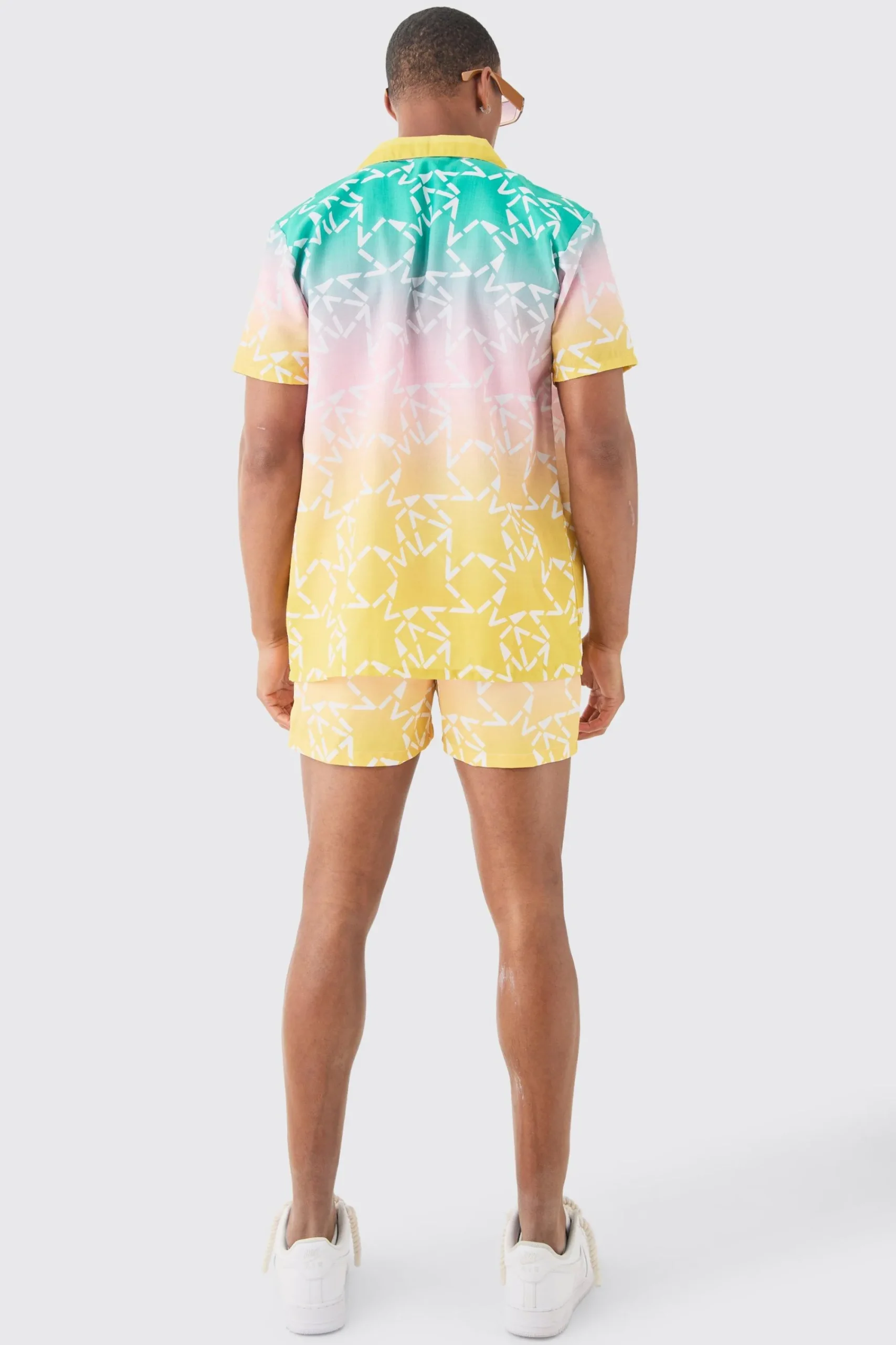 boohooMAN Regular Ombre Shirt & Swim Short Set | UK| Sets & Co-Ords