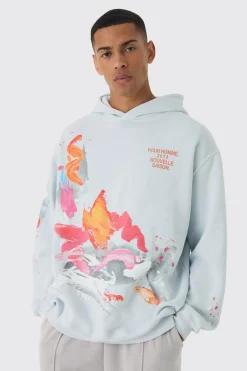 boohooMAN Regular Paint Splatter Washed Hoodie | UK| Hoodies & Sweatshirts