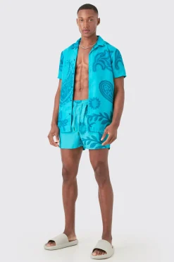 boohooMAN Regular Paisley Shirt & Swim Short Set | UK| Sets & Co-Ords