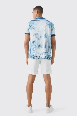 boohooMAN Regular Revere Palm Short Sleeve Shirt | UK| Shirts