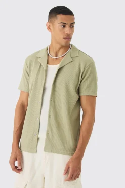 boohooMAN Regular Revere Waffle Shirt | UK| Shirts