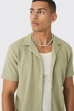 boohooMAN Regular Revere Waffle Shirt | UK| Shirts