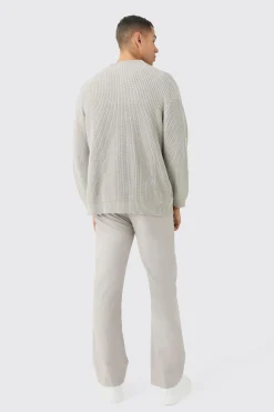 boohooMAN Regular Ribbed Fisherman Knit Bomber | UK| Knitwear|Coats & Jackets