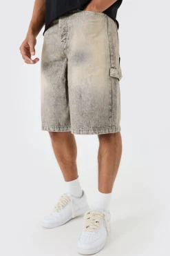 boohooMAN Regular Rigid Carpenter Tinted Denim Jorts | UK| Shorts
