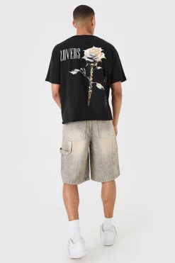 boohooMAN Regular Rigid Carpenter Tinted Denim Jorts | UK| Shorts