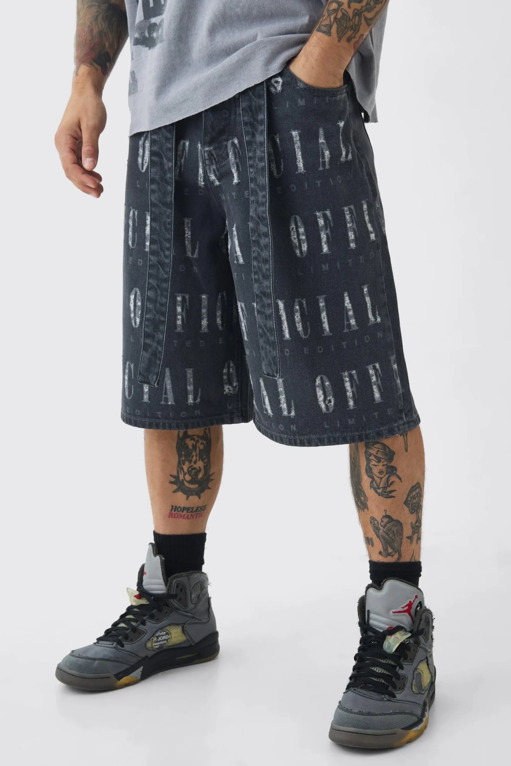 boohooMAN Regular Rigid Official Distressed Denim Jorts In | UK| Shorts