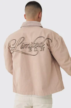 boohooMAN Regular Twill Embroidered Overshirt With Cord Collar | UK| Shirts