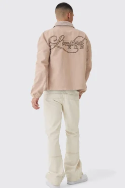 boohooMAN Regular Twill Embroidered Overshirt With Cord Collar | UK| Shirts