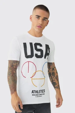 Regular USA Print T-Shirt | UK^boohooMAN Discount