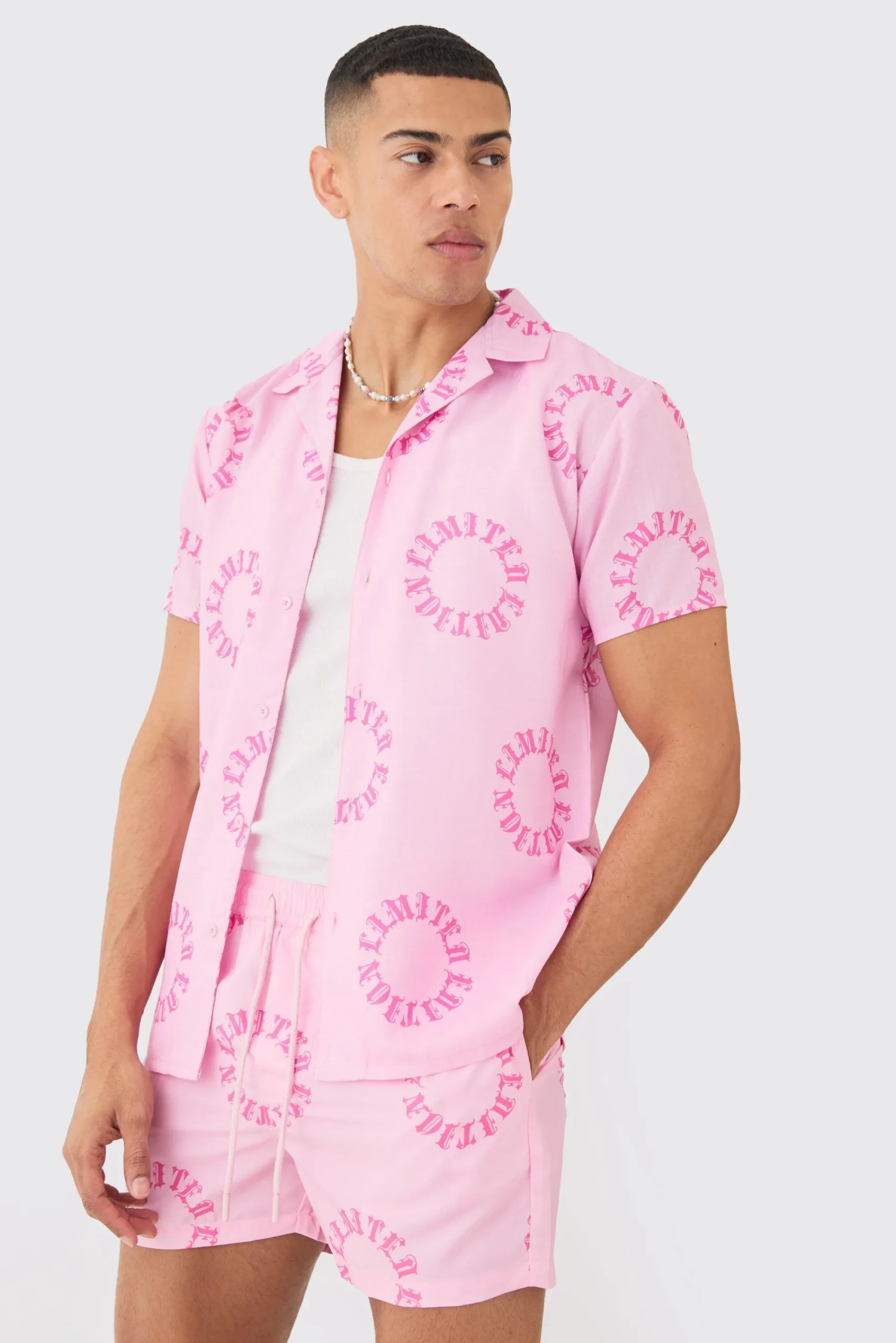 boohooMAN Regular Worldwide Shirt & Swim Short Set | UK| Sets & Co-Ords