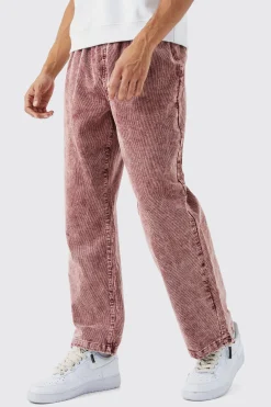 boohooMAN Relaxed Acid Wash Corduroy Trouser | UK| Trousers