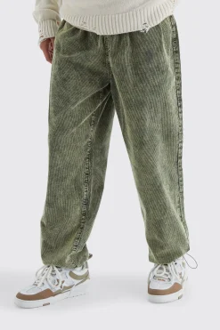 boohooMAN Relaxed Acid Wash Corduroy Trouser | UK| Trousers