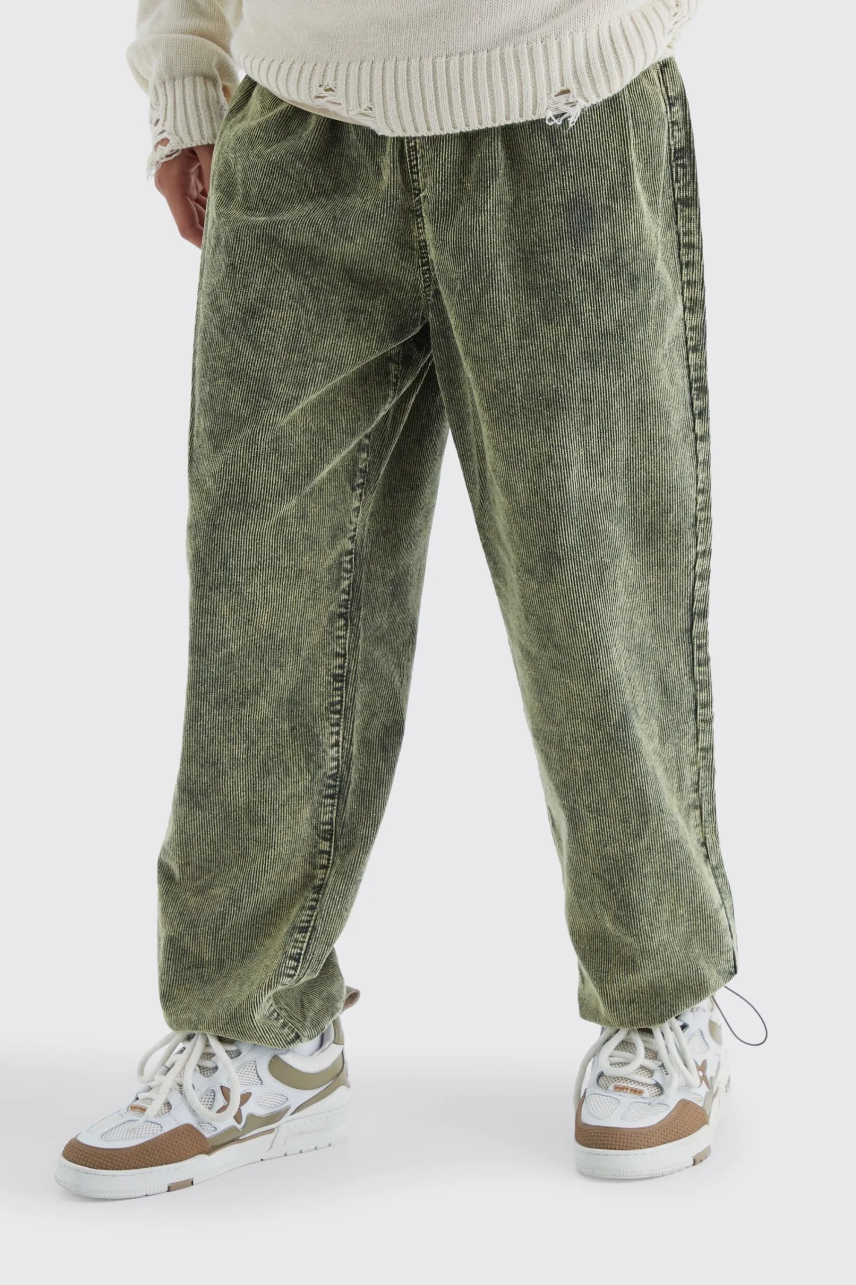 boohooMAN Relaxed Acid Wash Corduroy Trouser | UK| Trousers